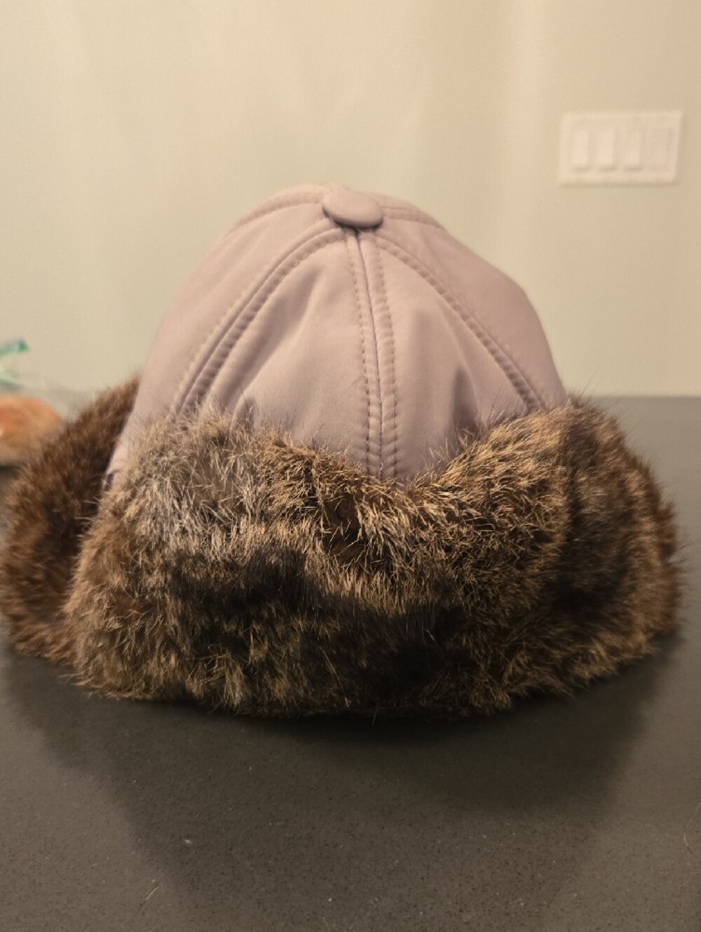 Beige Fur Hat With Real Rabbit Fur - Picture 2 of 4